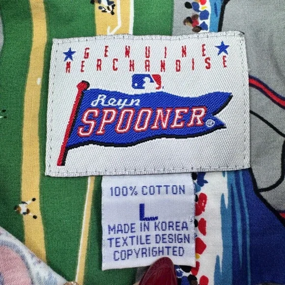 Reyn Spooner Vintage Hawaiian Atlanta Braves MLB Baseball Button Up Shirt Large - Picture 5 of 8